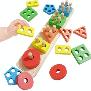 Kinderen geometrische vormen kleur bijpassende bouwstenen kolommen speelgoed (21 in 1 kleurrijk)