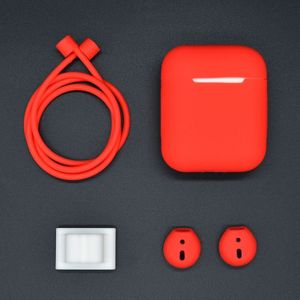 Anti-verloren touw + siliconen case + oortelefoon hang Buckle + oordopje cover Bluetooth draadloze koptelefoon Cover Case set voor Apple AirPods 1/2