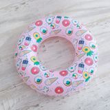 Ice Cream patroon opblaasbare zwemmen ring verdikking water ring levensreddende ring geschikt voor kinderen van 2-4  grootte: 60cm (roze)