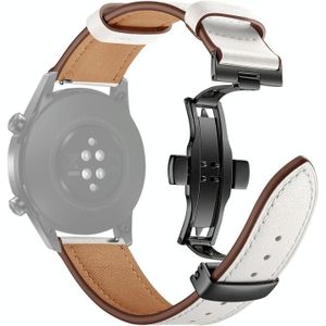 20 mm universele vlinder gesp lederen vervanging riem horlogeband  stijl: zwarte gesp (wit)