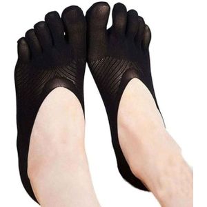 5 paar vrouwelijke sokken vijf teen sok slippers onzichtbaarheid voor effen kleur bemanning sokken (zwart)