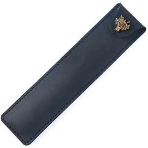 Koeienhuid etui gepersonaliseerde retro handgemaakte eerste laag koeienhuid pencase (Crazy Horse Skin Black)