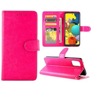 Voor Samsung Galaxy A51 5G Crazy Horse Texture Leather Horizontale Flip Beschermhoes met Houder & Card Slots & Wallet & Photo Frame (Rose Red)