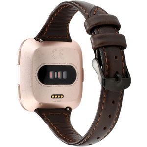 Voor Fitbit versa Razy paard textuur lederen riem (koffie)