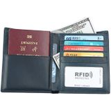 8235 antimagnetische RFID multifunctionele Crazy Horse textuur lederen portemonnee paspoort tas (blauw)