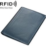 8235 antimagnetische RFID multifunctionele Crazy Horse textuur lederen portemonnee paspoort tas (blauw)