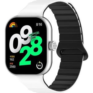 Voor Xiaomi Mi Band 8 Pro / Redmi Watch 4 Twee kleuren magnetische siliconen horlogeband (wit zwart)