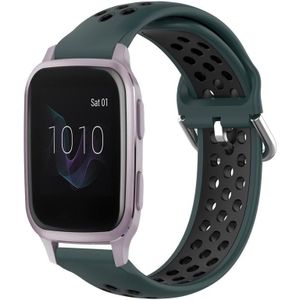 Voor Garmin Venu SQ 20 mm geperforeerde ademende sport siliconen horlogeband (olijfgroen + zwart)