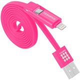 HAWEEL 2 in 1 Micro USB & 8 Pin naar USB Data Sync & laad kabel voor iPhone 6s & 6s Plus / iPhone 6 & 6 Plus / 5 & 5S  Samsung Galaxy S6 / S5  Kabel lengte: 1 meter (hard roze)