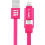 HAWEEL 2 in 1 Micro USB & 8 Pin naar USB Data Sync & laad kabel voor iPhone 6s & 6s Plus / iPhone 6 & 6 Plus / 5 & 5S  Samsung Galaxy S6 / S5  Kabel lengte: 1 meter (hard roze)