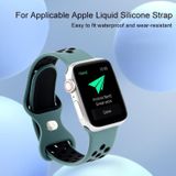 Butterfly Buckle Dual-tone vloeibare siliconen vervangende watchband voor Apple Watch Series 6  SE & 5 & 4 44mm / 3 & 2 & 1 42mm (zwart + hemelsblauw)