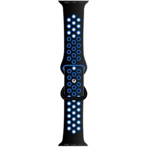 Butterfly Buckle Dual-tone vloeibare siliconen vervangende watchband voor Apple Watch Series 6  SE & 5 & 4 44mm / 3 & 2 & 1 42mm (zwart + hemelsblauw)