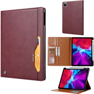 Voor iPad Pro 12.9 (2020) Kneed huidtextuur Horizontale flip lederen behuizing met fotoframe & houder & kaartsleuven & portemonnee(Wijnrood)