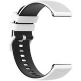 Voor Garmin Venu SQ 20 mm geruite tweekleurige siliconen horlogeband (wit + zwart)