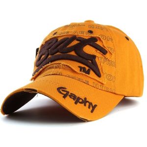 Borduurwerk brief patroon verstelbaar gebogen Eaves Baseballpet  hoofd omtrek: 54-62cm (geel zwart)