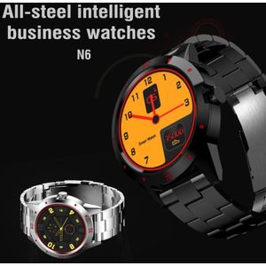 N6 Smart Watch 1.3 inch TFT scherm MTK2502C Bluetooth4.0  RVS horlogebandje  steun hartslag monitor & stappenteller & slaap Monitor & sedentair Reminder(Black)