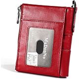 3529 retro Crazy Horse textuur dubbele rits anti-magnetische RFID portemonnee voor man met kaartsleuven (rood)