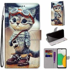 For Samsung Galaxy A03 Core Coloured Drawing Cross Texture Horizontal Flip PU Phone Leather Case with Holder & Card Slots & Wallet & Lanyard(Colorful Layer(Leather Shoes Cat)