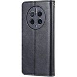 Voor Huawei Mate 50 Pro AZNS Schapenvacht Textuur Flip Lederen Telefoon Case (Zwart)