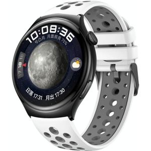 Voor Huawei Watch 4 siliconen horlogeband met twee kleuren rond gat (lichtgrijs wit)