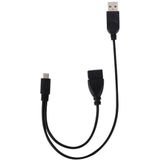 Micro USB naar USB 2.0 man & USB 2.0 vrouwelijke Host OTG Converter Adapter Kabel  Lengte: over 30cm(zwart)