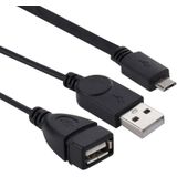 Micro USB naar USB 2.0 man & USB 2.0 vrouwelijke Host OTG Converter Adapter Kabel  Lengte: over 30cm(zwart)