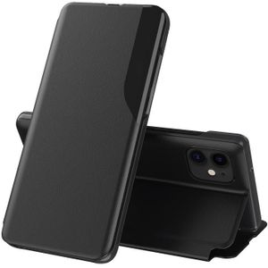 Side Display Magnetic Shockproof horizontale flip lederen hoes met houder voor iPhone 11(Zwart)
