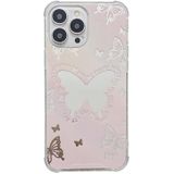 For iPhone 13 Pro Color Painted Mirror Phone Case(Pink Butterfly)