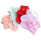 3 paar Bow Lace baby sokken pasgeboren katoen baby sok  maat: S (groen)