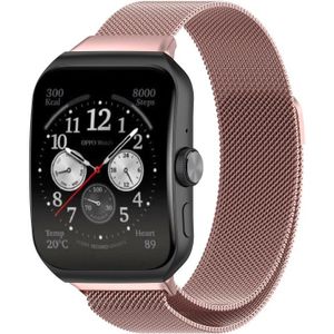 Voor OPPO Watch 3 Milanese roestvrijstalen metalen horlogeband (roze roze)