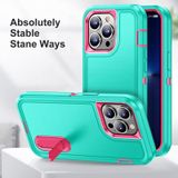 3 in 1 Rugged houder Telefooncase voor iPhone 12 Pro Max (blauw + roze)