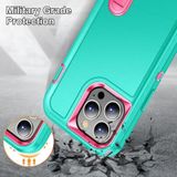 3 in 1 Rugged houder Telefooncase voor iPhone 12 Pro Max (blauw + roze)