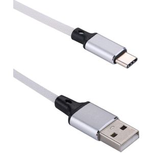 1m 2A Output USB naar USB-C / Type-C Nylon weven stijl Data Sync opladen kabel  voor Galaxy S8 & S8 PLUS / LG G6 / Huawei P10 & P10 Plus / Xiaomi Mi 6 & Max 2 en andere Smartphones(White)