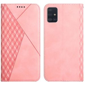 For Samsung Galaxy A71 Diamond Pattern Splicing Skin Feel Magnetic Horizontal Flip Leather Case with Card Slots & Holder & Wallet(Rose Gold)