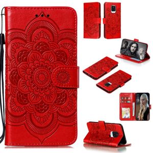 Voor Xiaomi Redmi Note 9S Mandala Relif Patroon Horizontaal Flip PU Lederen Case met Holder & Card Slots & Walle & Lanyard(Rood)