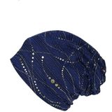 Dunne ademende Lace Wrap Cap Golden Dripping Turban Hat (Navy)