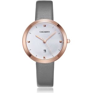 CAGARNY 6871 Fashion Life waterdichte gouden shell stalen band quartz horloge (grijs)