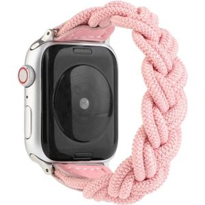 Elastische geweven horlogeband voor Apple Watch Series 6 & SE & 5 & 4 40mm / 3 & 2 & 1 38mm  Lengte:120mm(roze)