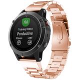 Voor Garmin fenix 5 3-kraal roestvrijstalen metalen horlogeband  grootte: 26MM (ros goud)