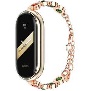 Voor Xiaomi Mi Band 8 Mijobs Zeemeermin Schoonheid Armband Horlogeband (Rose Goud Groen)