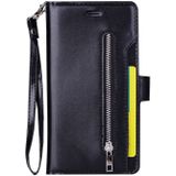 Voor iPhone 6 Plus & 6s Plus Multifunctionele Rits Horizontale Flip Lederen Case met Holder & Wallet & 9 Card Slots & Lanyard(Zwart)