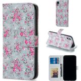 Rose patroon horizontale Flip lederen case voor iPhone XR  met houder & kaartsleuven & foto frame & portemonnee