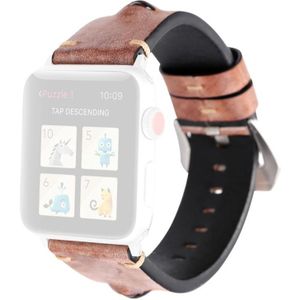 Retro Big Eyes Lederen Vervangende Horlogebanden Voor Apple Watch Series 6 & SE & 5 & 4 44mm / 3 & 2 & 1 42mm (Vleesmaaltijd)