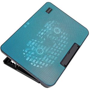 N99 USB Dual Fan Hollow Carved Design Warmteafvoer Laptop Cooling Pad (Blauw)