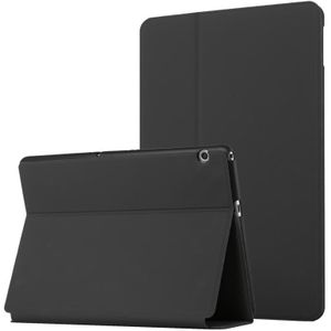 Voor Huawei Mediapad T5 10 Dual-vouwen Horizontale Flip Tablet Leren Case met Houder (Zwart)