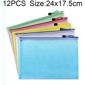 12 stuks rits netwave briefpapier tas  willekeurige kleur levering (A5  grootte: 24x17.5cm)