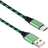 1m USB naar USB-C / Type-C Nylon weven stijl Data Sync opladen kabel voor Galaxy S8 & S8 PLUS / LG G6 / Huawei P10 & P10 Plus / Oneplus 5 en andere Smartphones (groen)