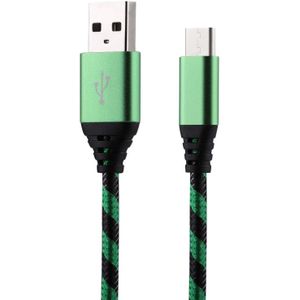 1m USB naar USB-C / Type-C Nylon weven stijl Data Sync opladen kabel voor Galaxy S8 & S8 PLUS / LG G6 / Huawei P10 & P10 Plus / Oneplus 5 en andere Smartphones (groen)