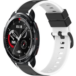 For Honor Watch GS Pro 22 mm tweekleurige siliconen horlogeband (zwart + wit)