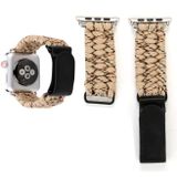 Magische plakken lederen paraplu touw nylon polshorloge band met RVS gesp voor Apple Watch serie 3 & 2 & 1 42mm (goud)